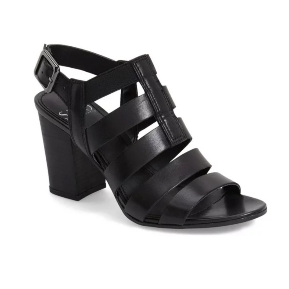 Franco Sarto Women's MONTAGE Dress Sandal BLACK LEATHER